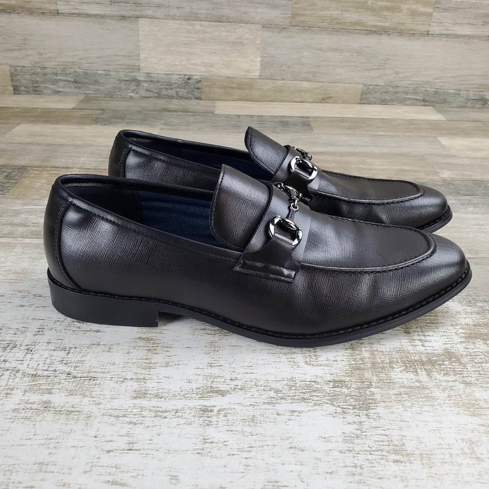 Steve Madden Shyian Mens Dress Loafers Shoes Sz 10.5 Black Leather Slip On